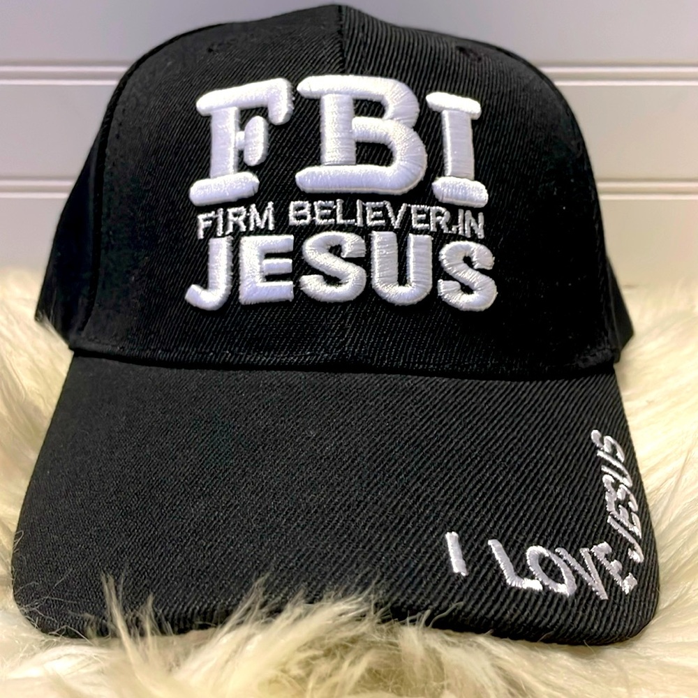 FBI- Firm Believer in Jesus Black Embroidered Baseball Cap